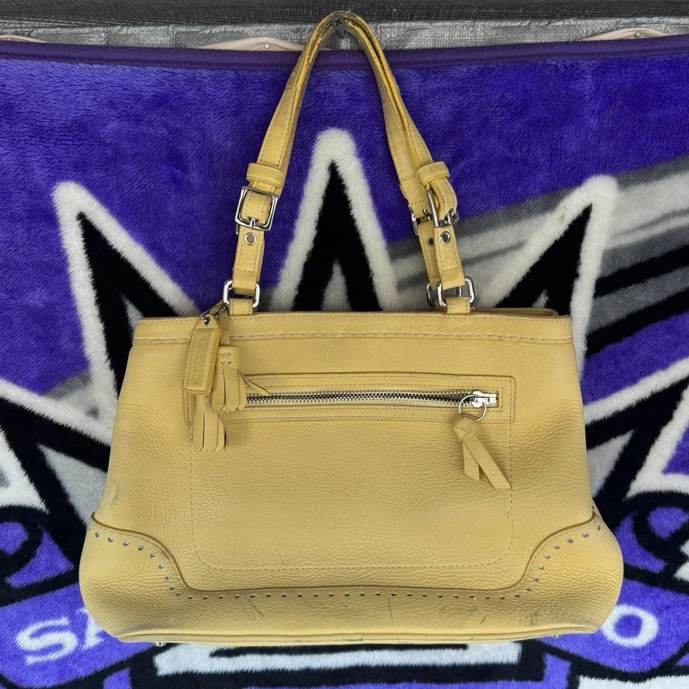 Coach  Distressed Pebbled Leather Satchel‎ Purse 12 X 9 X 4.5